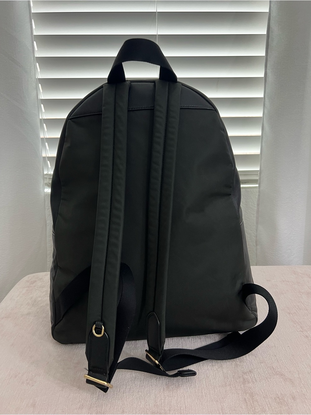 Coach Dark Brown Signature Canvas & Black Trim Backpack with Gold Hardware - Picture 4 of 6